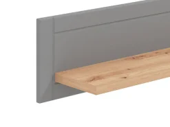 Mensola Grigio Marrone Rovere un Ripiano Dettaglio Geometrico 146x19.5x24h cm, Portata Ripiani 5 - Suelli