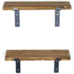 Mensole > Dmora Mensola Marrone Naturale Nero un Ripiano in Legno di Abete 60x14x20h cm, Colore Struttura Nero - Dovadola Nero, Marrone Naturale