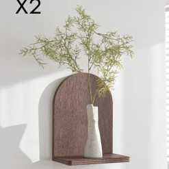 Mensola Marrone Naturale 2 Ripiani Sfumatura Colore Struttura Naturale 16x26x9h cm, - Ussassai