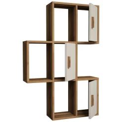 Mensole > Dmora Mensola Marrone Noce Bianco Crema 7 Ripiani Colore Struttura Bianco 50x20x113h cm, Sfumatura Colore Struttura Noce - Carzano Bianco Crema, Marrone Noce