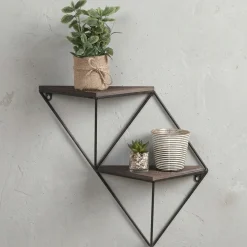 Mensole > Dmora Mensola Marrone Noce Nero 2 Ripiani in Legno di Abete 33x13x30h cm, Colore Struttura Nero - Cassola Nero, Marrone Noce