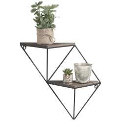 Mensole > Dmora Mensola Marrone Noce Nero 2 Ripiani in Legno di Abete 33x13x30h cm, Colore Struttura Nero - Cassola Nero, Marrone Noce