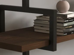 Mensola Marrone Noce Nero 3 Ripiani Colore Struttura Nero 87x23x76h cm, Materiale Struttura in Metallo - Vibrata