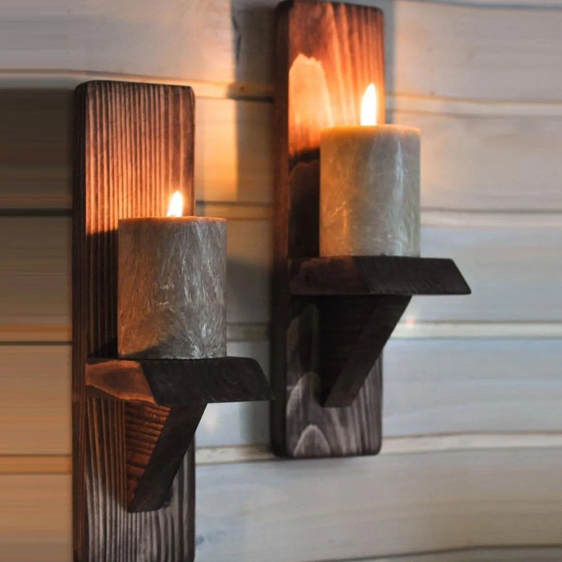 Mensola Marrone Noce 2 Ripiani Fatto a Mano, in Legno di Abete 33x9x9h cm, Sfumatura Colore Struttura Noce - Seveso