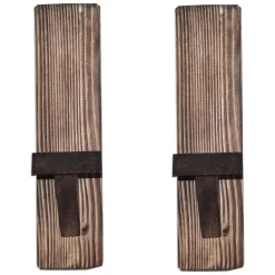 Mensola Marrone Noce 2 Ripiani Fatto a Mano, in Legno di Abete 33x9x9h cm, Sfumatura Colore Struttura Noce - Seveso