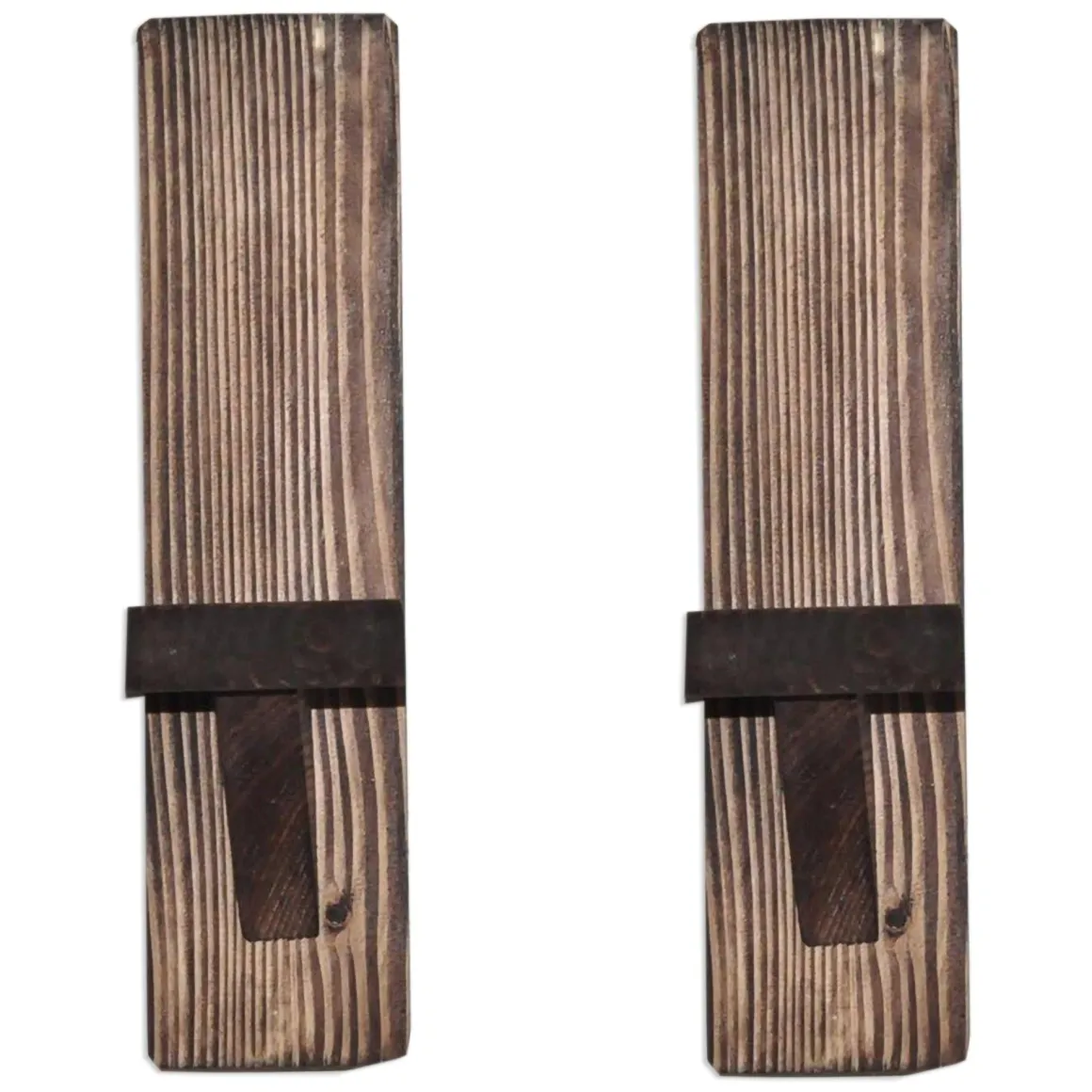Mensola Marrone Noce 2 Ripiani Fatto a Mano, in Legno di Abete 33x9x9h cm, Sfumatura Colore Struttura Noce - Seveso