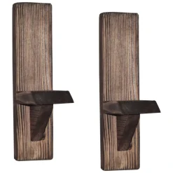 Mensola Marrone Noce 2 Ripiani Fatto a Mano, in Legno di Abete 33x9x9h cm, Sfumatura Colore Struttura Noce - Seveso