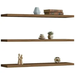Mensola Marrone Noce 3 Ripiani set da 3 60x15x2h cm, Sfumatura Colore Struttura Noce - Meina