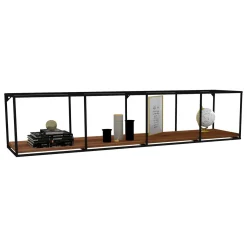 Mensole > Dmora Mensola Marrone Noce Scuro Nero un Ripiano Colore Struttura Nero 120x30x30h cm, Materiale Struttura in Metallo - Cis Nero, Marrone Noce scuro