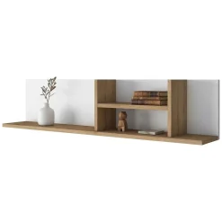 Mensola Marrone Rovere Bianco 4 Ripiani Colore Struttura Bianco 120x20x25h cm, Sfumatura Colore Struttura Rovere - Nureci