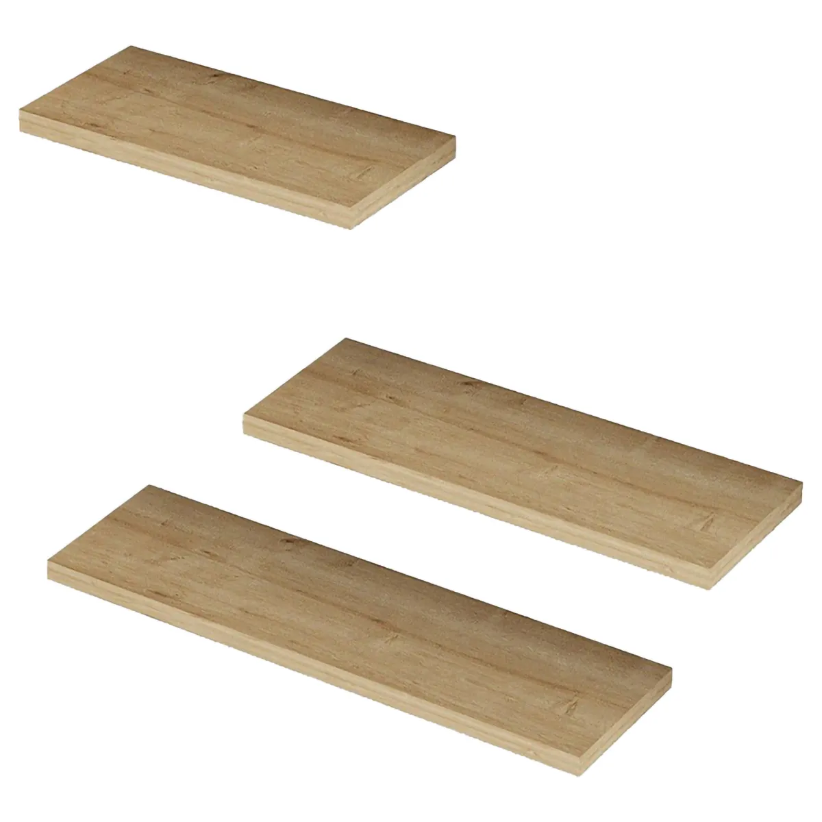 Mensole > Dmora Mensola 3 Ripiani set da 3 Mensole 30x2x14h cm, Sfumatura Colore Struttura Rovere Chiaro - Roscigno Marrone Rovere chiaro
