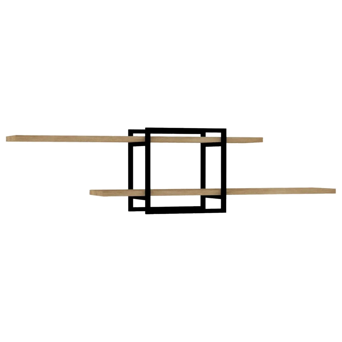 Mensole > Dmora Mensola Marrone Rovere Chiaro Nero 2 Ripiani Colore Struttura Nero 120x18x30h cm, Sfumatura Colore Struttura Rovere Chiaro - Olivadi Nero, Marrone Rovere chiaro