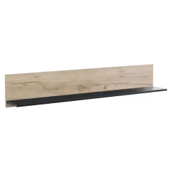 Mensole > Dmora Mensola Marrone Rovere Grigio Nero un Ripiano 137.5x19.5x24h cm, Portata Ripiani 5 - Caines Nero, Marrone Rovere grigio