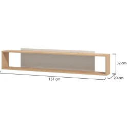Mensola Marrone Rovere Grigio Tortora 2 Ripiani 150.5x19.5x31.5h cm, Portata Ripiani 5 - Valdieri