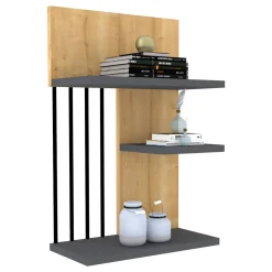 Mensole > Dmora Mensola Marrone Rovere Nero Antracite 3 Ripiani Colore Struttura Nero 40x21x60h cm, Sfumatura Colore Struttura Rovere - Pensilis Nero Antracite, Marrone Rovere