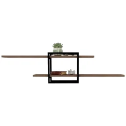 Mensole > Dmora Mensola Marrone Rovere Nero 2 Ripiani Colore Struttura Nero 120x18x30h cm, Sfumatura Colore Struttura Rovere - Tuili Nero, Marrone Rovere