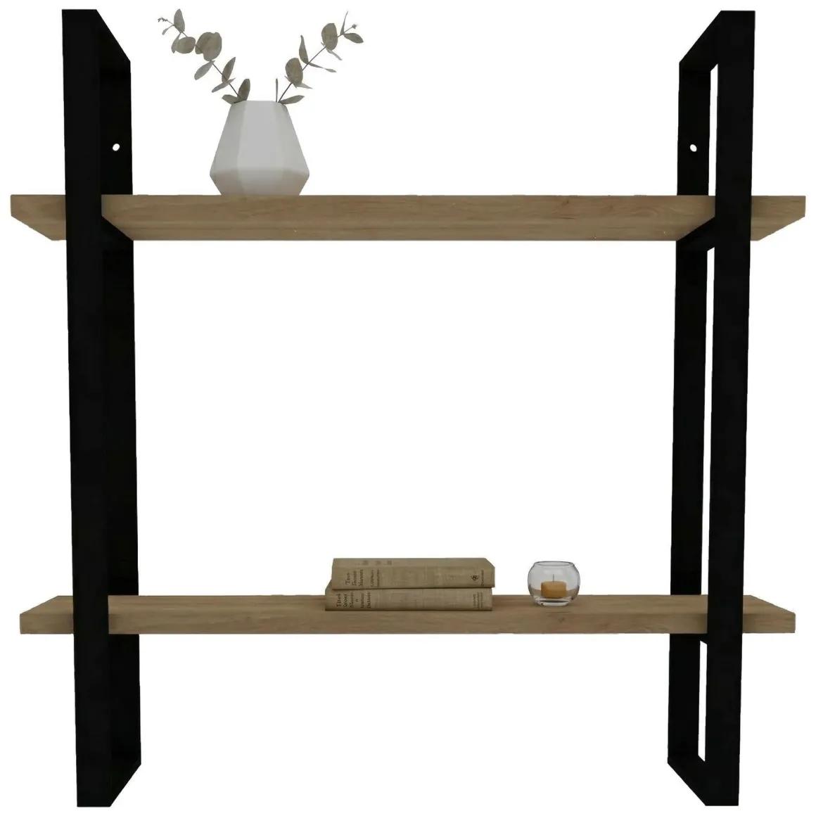 Mensole > Dmora Mensola Marrone Rovere Nero 2 Ripiani set da 2 Mensole 40x15x2h cm, Colore Struttura Nero - Tarvisio Nero, Marrone Rovere