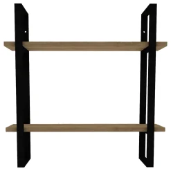 Mensola Marrone Rovere Nero 2 Ripiani Colore Struttura Nero 70x22x70h cm, Sfumatura Colore Struttura Rovere - Picerno