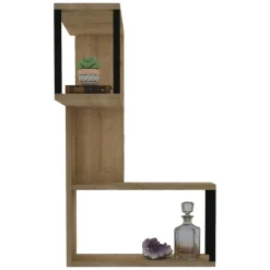 Mensola Marrone Rovere Nero 4 Ripiani Colore Struttura Nero 84x20x52h cm, Sfumatura Colore Struttura Rovere - Ovada