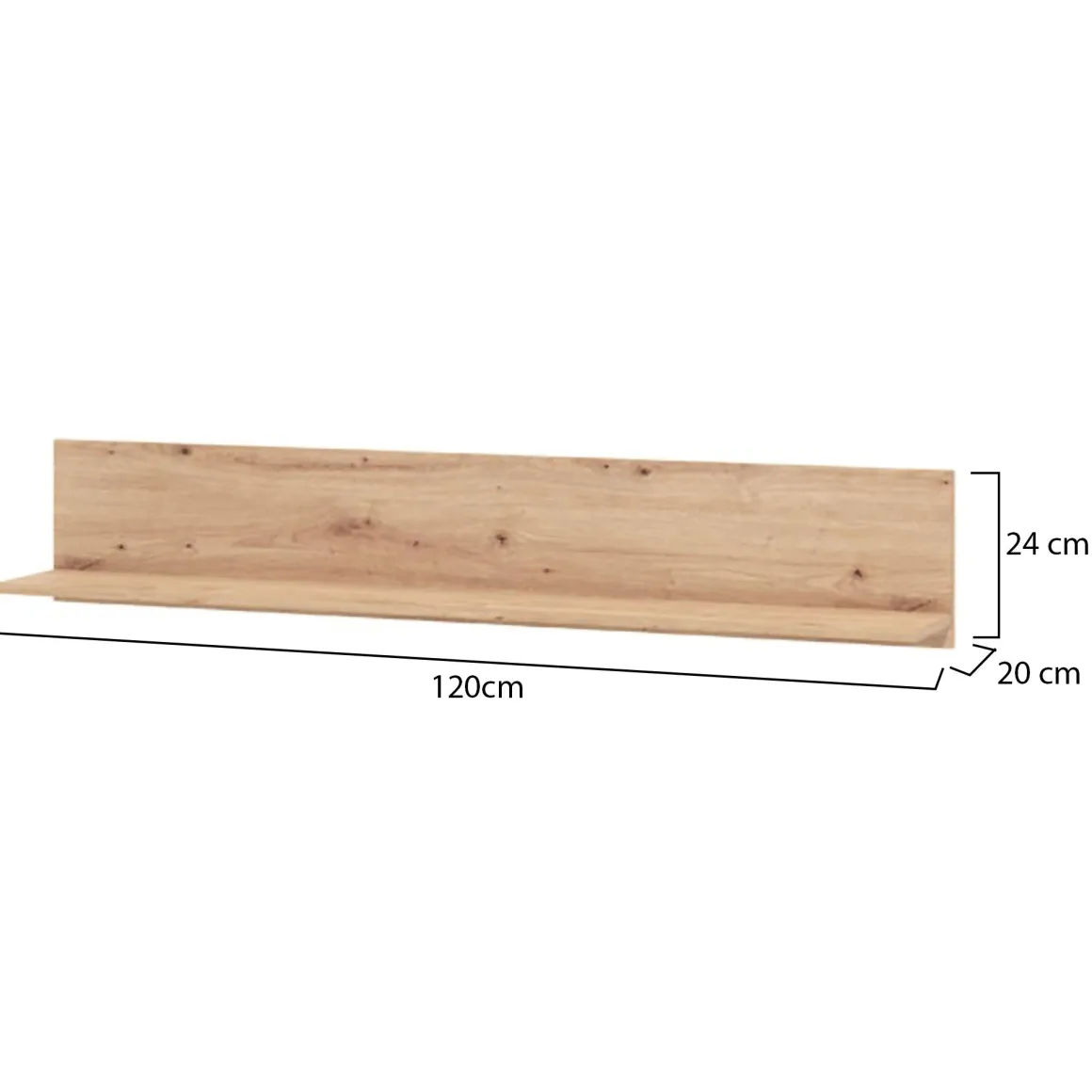 Mensola Marrone Rovere Nodi un Ripiano 120x19.5x24h cm, Portata Ripiani 5 - Focognano