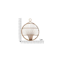 Mensola Marrone Rovere 2 Ripiani Finiture in Rattan 61x11x76h cm, Sfumatura Colore Struttura Rovere - Dalitasa