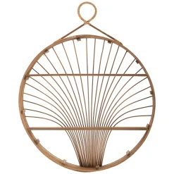 Mensola Marrone Rovere 2 Ripiani Finiture in Rattan 61x11x76h cm, Sfumatura Colore Struttura Rovere - Dalitasa