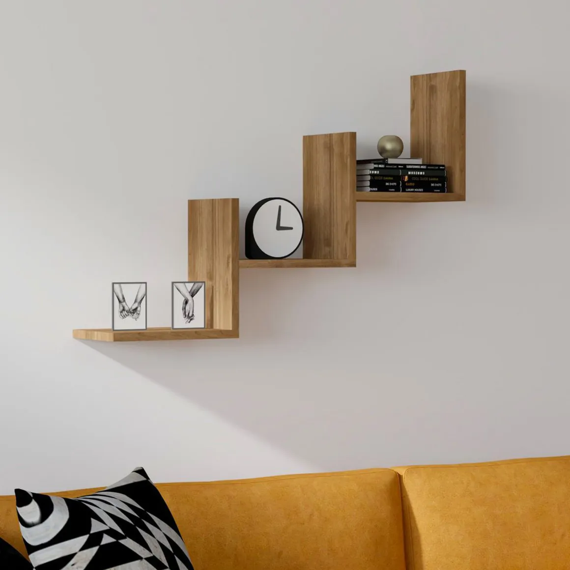 Mensole > Dmora Mensola 3 Ripiani set da 3 60x15x2h cm, Sfumatura Colore Struttura Rovere - Meina Marrone Rovere