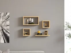 Mensola Marrone Rovere 4 Ripiani Modulabile 24x15x44h cm, Sfumatura Colore Struttura Rovere - Subbiano