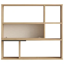 Mensola Marrone Rovere 5 Ripiani Anta Effetto Paglia di Vienna 90x22x81h cm, Sfumatura Colore Struttura Rovere - Coeli