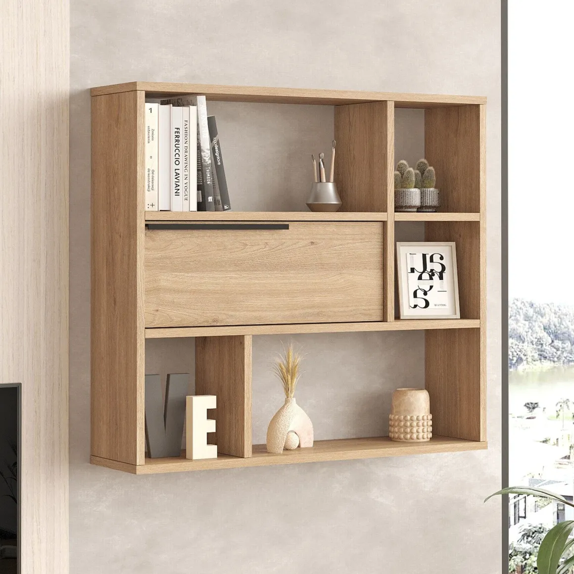 Mensole > Dmora Mensola 6 Ripiani Sfumatura Colore Struttura Rovere 70x20x69h cm, - Riva Marrone Rovere
