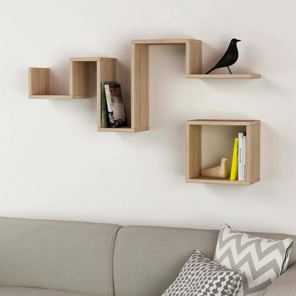 Mensola muro 2 pezzi 20x116cm quercia - Donna