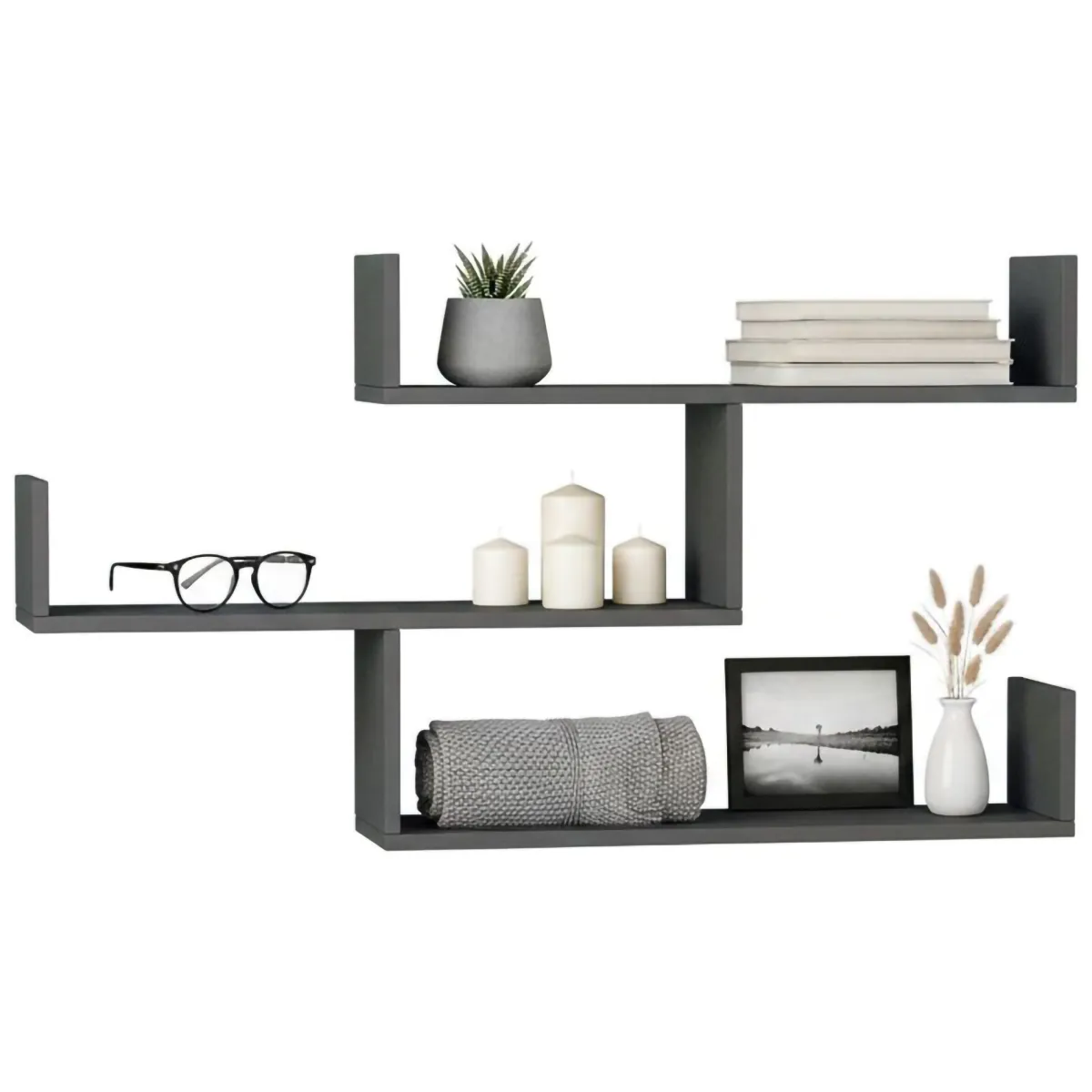 Mensole > Dmora Mensola muro 22x122cm antracite - Amang Nero Antracite