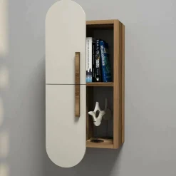 Mensole > Dmora Mensola muro 22x35cm noce e crema - Nesat Bianco Crema, Marrone Noce