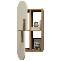 Mensole > Dmora Mensola muro 22x35cm noce e crema - Nesat Bianco Crema, Marrone Noce