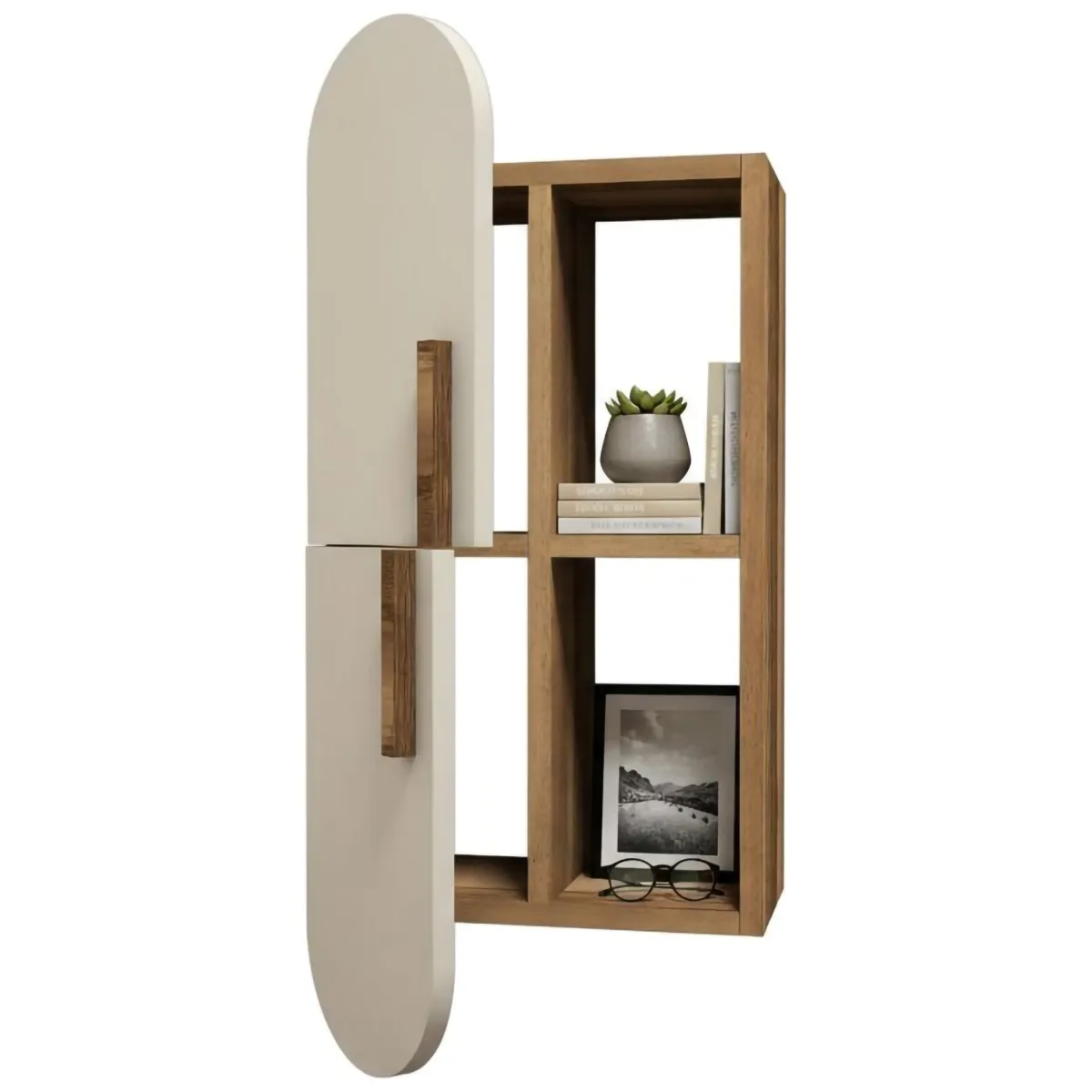Mensole > Dmora Mensola muro 22x35cm noce e crema - Nesat Bianco Crema, Marrone Noce
