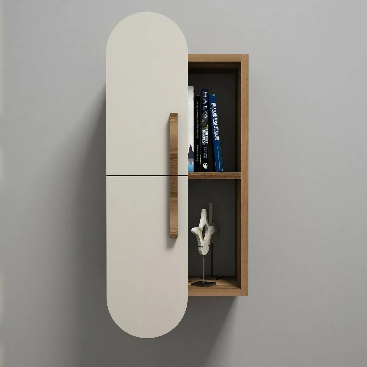 Mensole > Dmora Mensola muro 22x35cm noce e crema - Nesat Bianco Crema, Marrone Noce