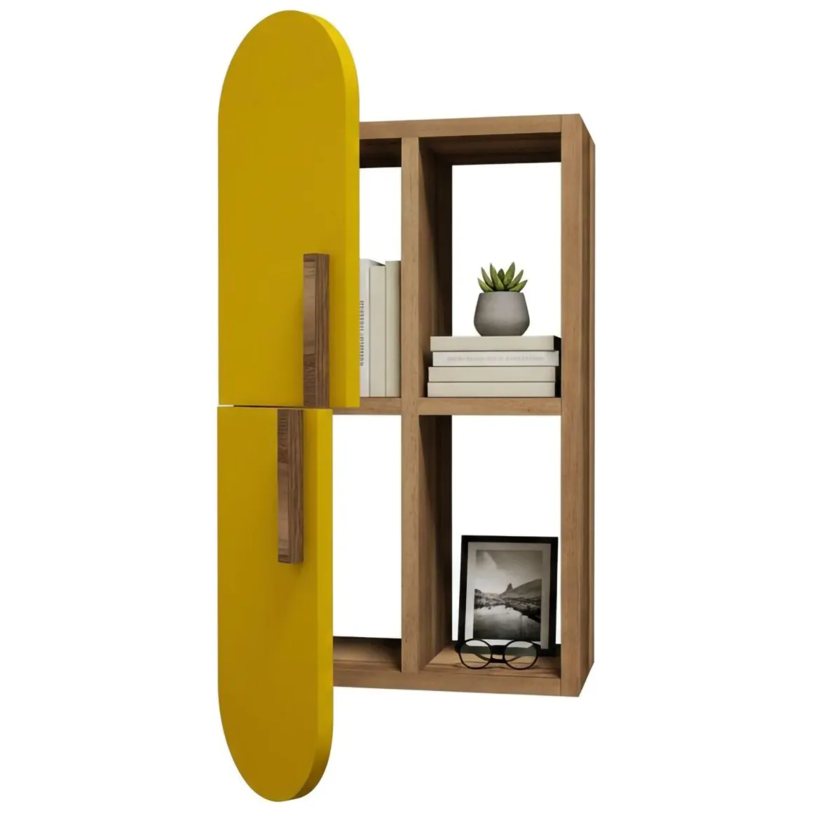 Mensola muro 22x35cm noce e gialla - Nesat