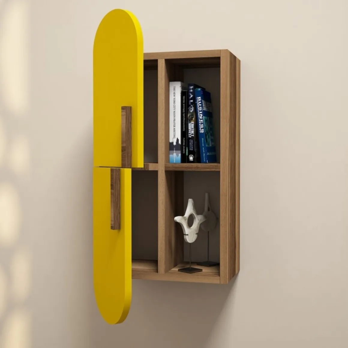 Mensola muro 22x35cm noce e gialla - Nesat