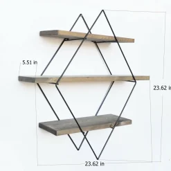 Mensola muro 14x60cm noce e nera - Rozasanina