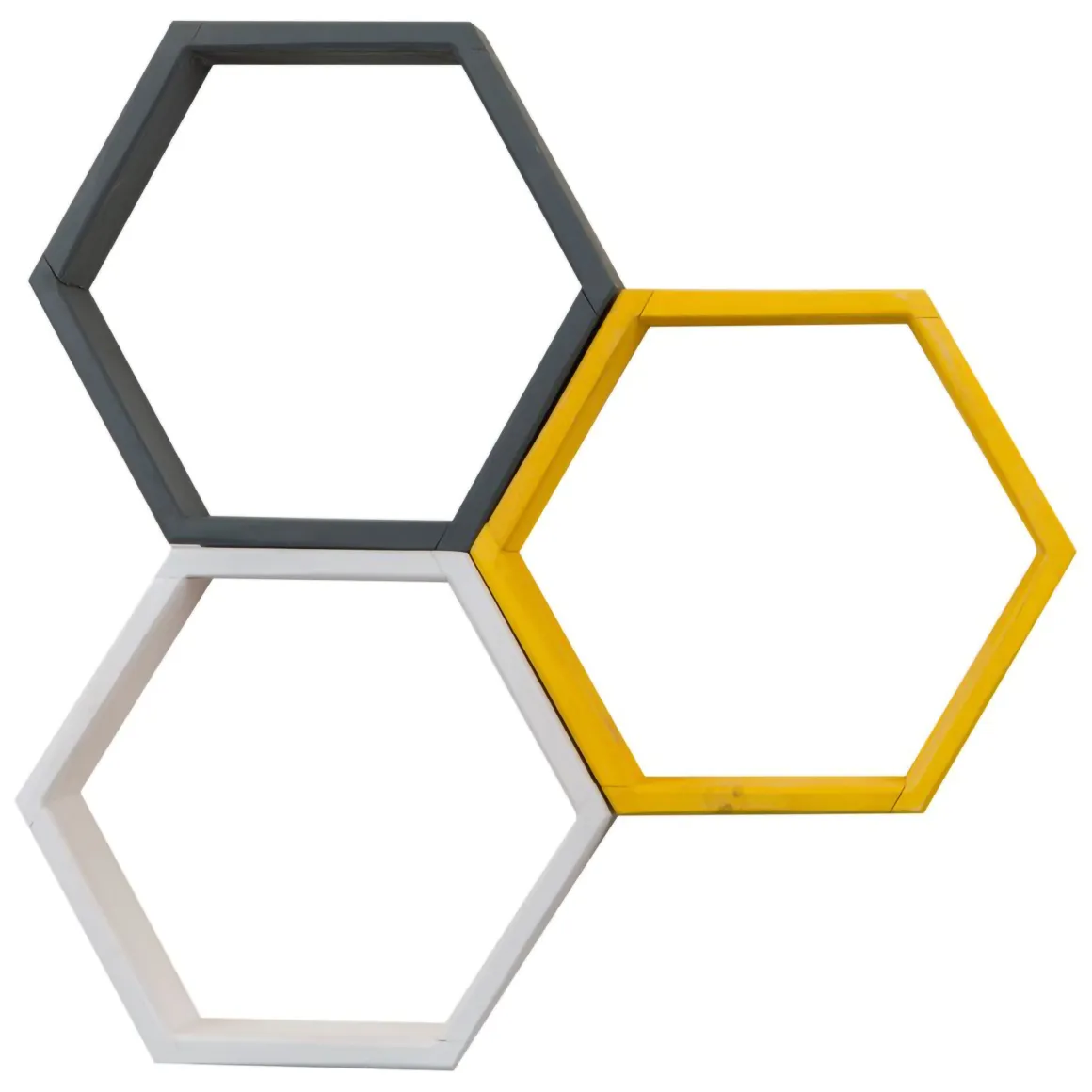Mensola Nero Antracite Giallo 3 Ripiani Effetto Geometrico 58x9x38h cm, Colore Struttura Giallo - Bulciago