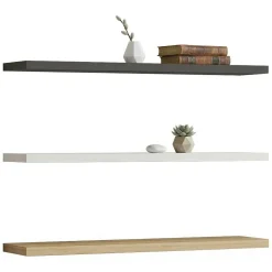Mensole > Dmora Mensola Nero Antracite Marrone Rovere 3 Ripiani set da 3 60x15x2h cm, Colore Struttura Marrone - Meina Marrone Rovere, Nero Antracite