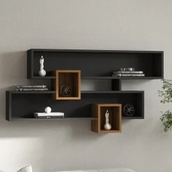 Mensole > Dmora Mensola Nero Antracite Marrone Rovere 8 Ripiani Colore Struttura Marrone 54x20x108h cm, Sfumatura Colore Struttura Antracite - Cupello Marrone Rovere, Nero Antracite