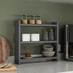 Mensola Nero Antracite 2 Ripiani Sfumatura Colore Struttura Antracite 44x10x40h cm, - Rizza