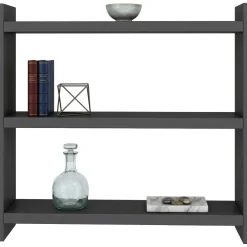 Mensola Nero Antracite 2 Ripiani Sfumatura Colore Struttura Antracite 44x10x40h cm, - Rizza