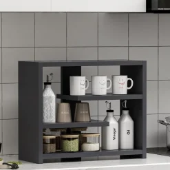 Mensola Nero Antracite 3 Ripiani Sfumatura Colore Struttura Antracite 49x21x40h cm, - Mottola