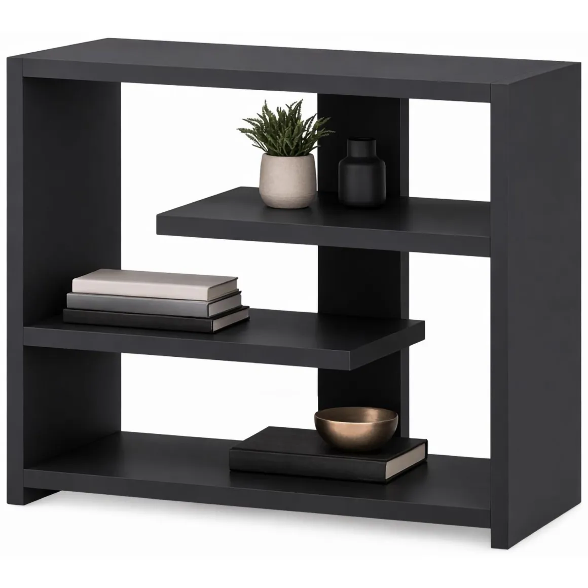 Mensola Nero Antracite 3 Ripiani Sfumatura Colore Struttura Antracite 49x21x40h cm, - Mottola
