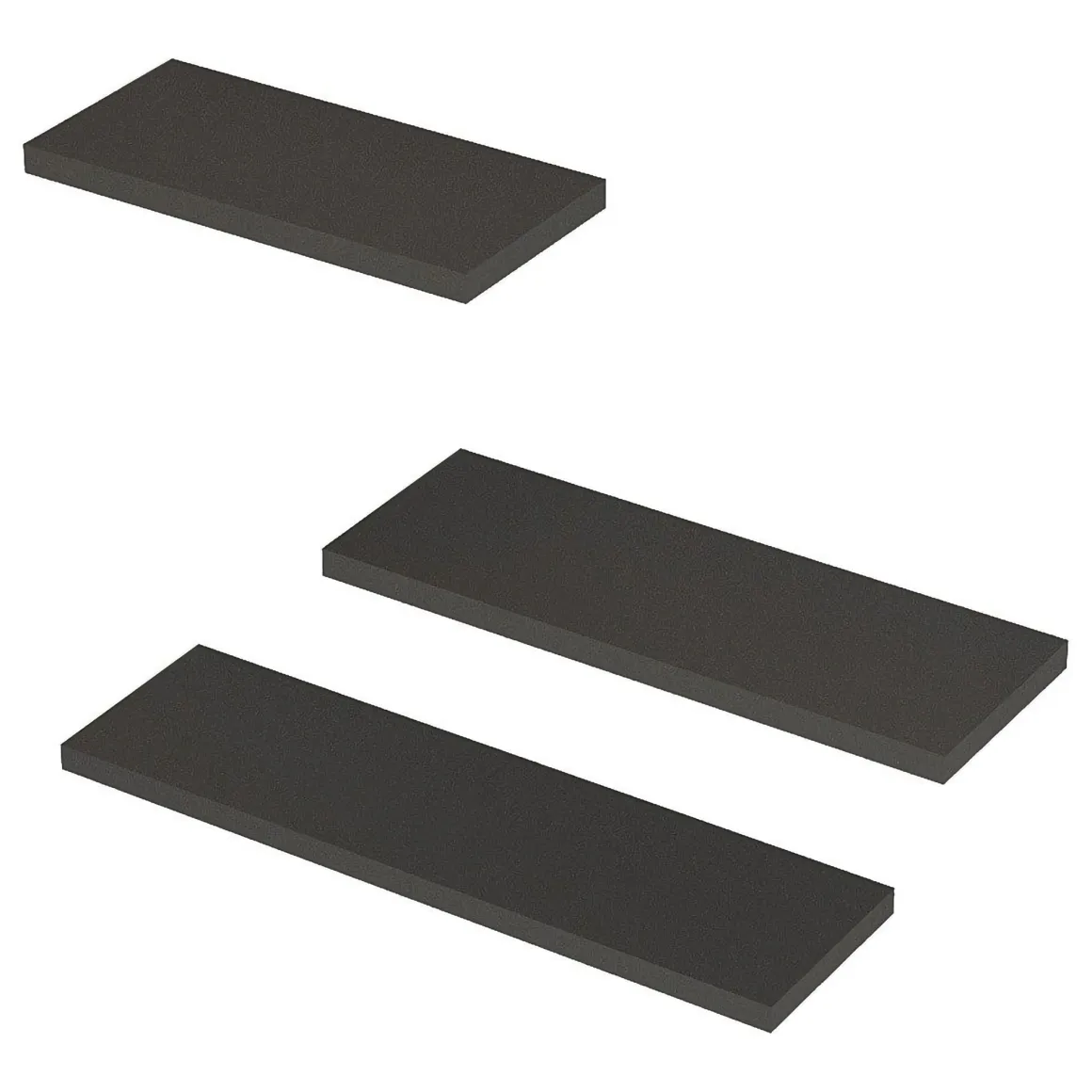 Mensola Nero Antracite 3 Ripiani set da 3 Mensole 30x2x14h cm, Sfumatura Colore Struttura Antracite - Roscigno