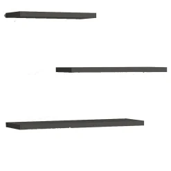 Mensola Nero Antracite 3 Ripiani set da 3 Mensole 30x2x14h cm, Sfumatura Colore Struttura Antracite - Roscigno
