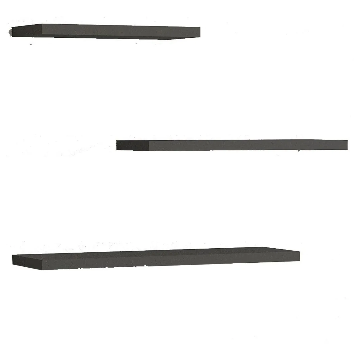 Mensola Nero Antracite 3 Ripiani set da 3 Mensole 30x2x14h cm, Sfumatura Colore Struttura Antracite - Roscigno
