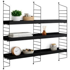 Mensola Nero 3 Ripiani 98x21x100h cm, - Scurelle